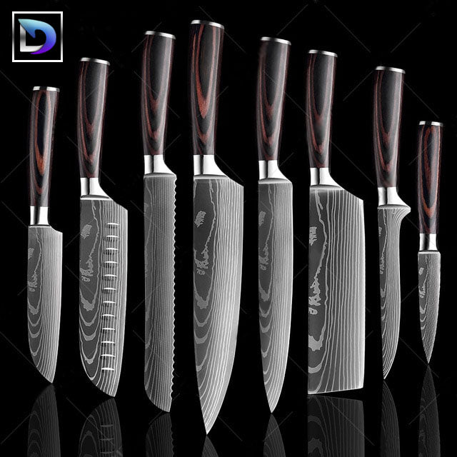 Nebula - Jogo de Facas Profissional Japonês 8" Acabamento Aço Damasco