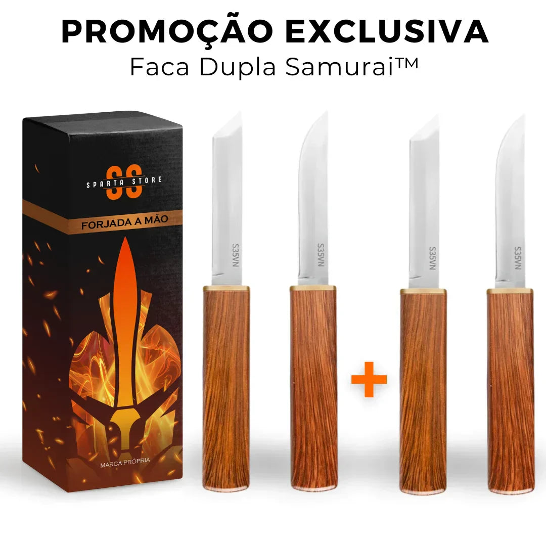 Faca Dupla Samurai™ • 100% Forjada (+FRETE GRÁTIS)